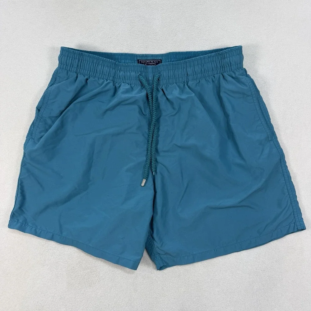 Vilebrequin Men's Solid Blue Aqua Lined Swim Shorts Turquoise Size XL